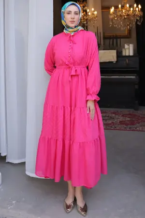 Buttoned Chiffon Dress