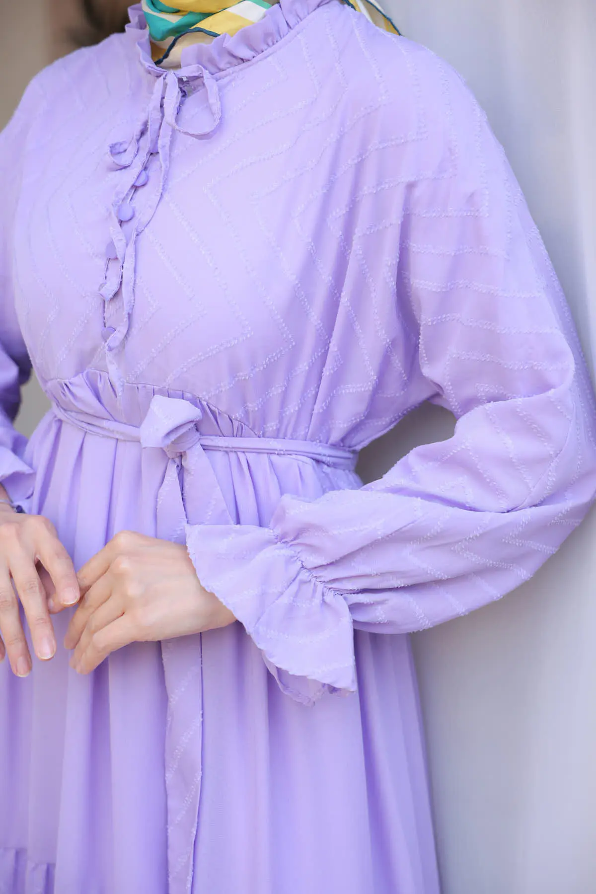 Buttoned Chiffon Dress-detail