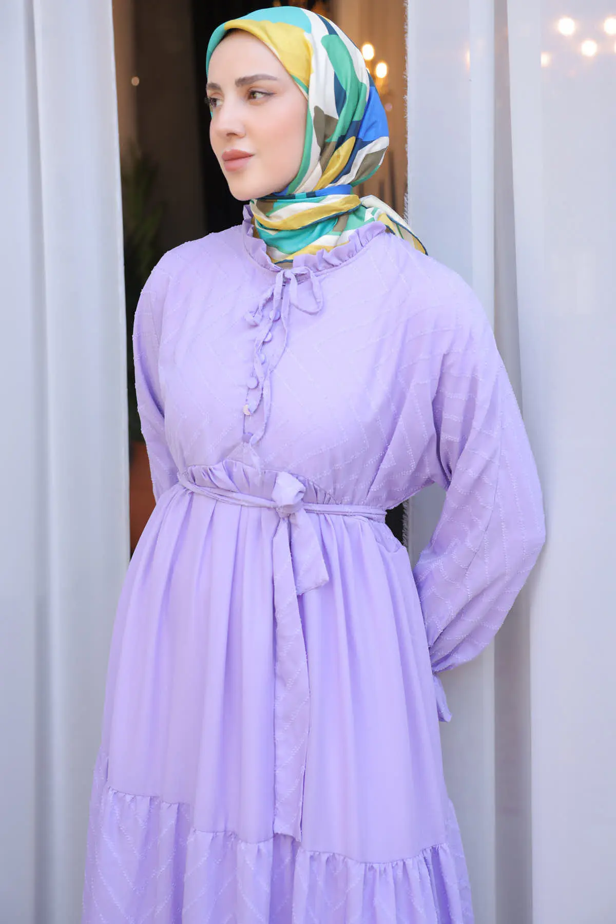 Buttoned Chiffon Dress-detail