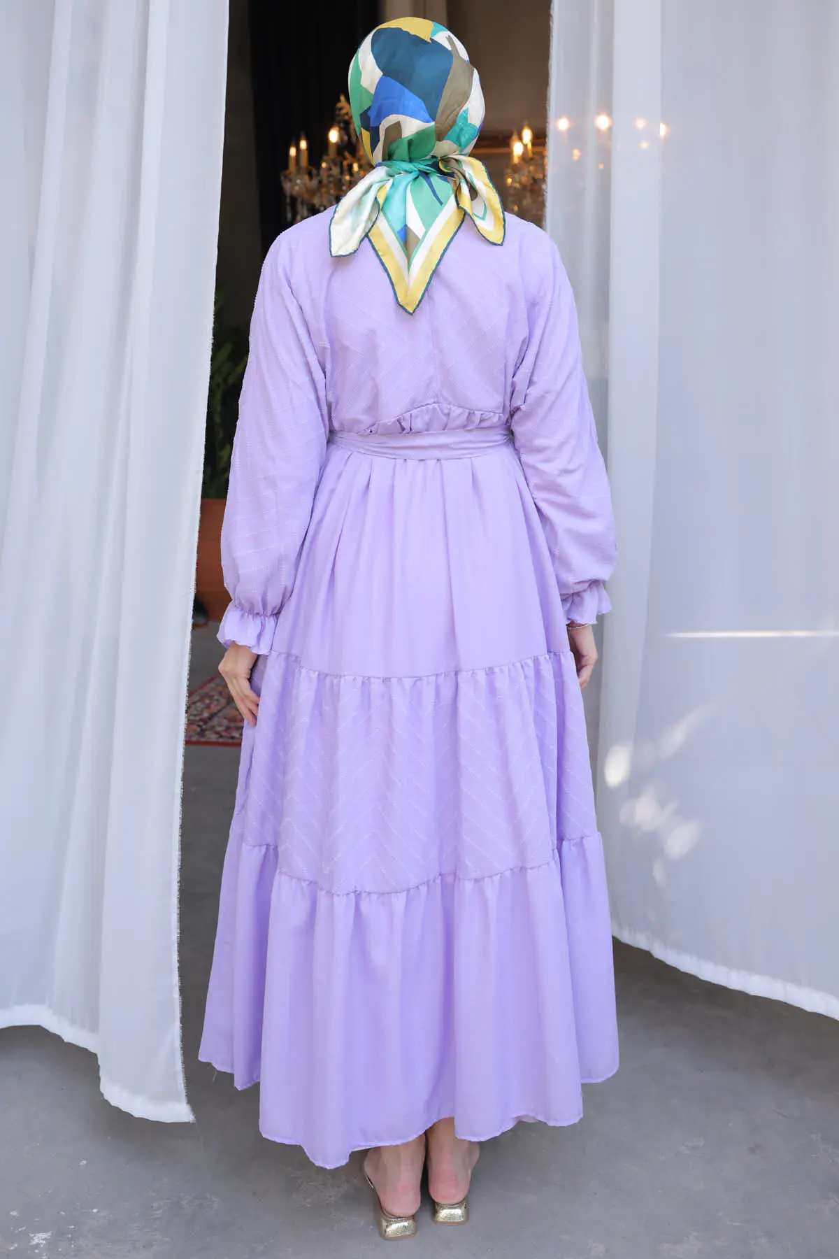 Buttoned Chiffon Dress-detail