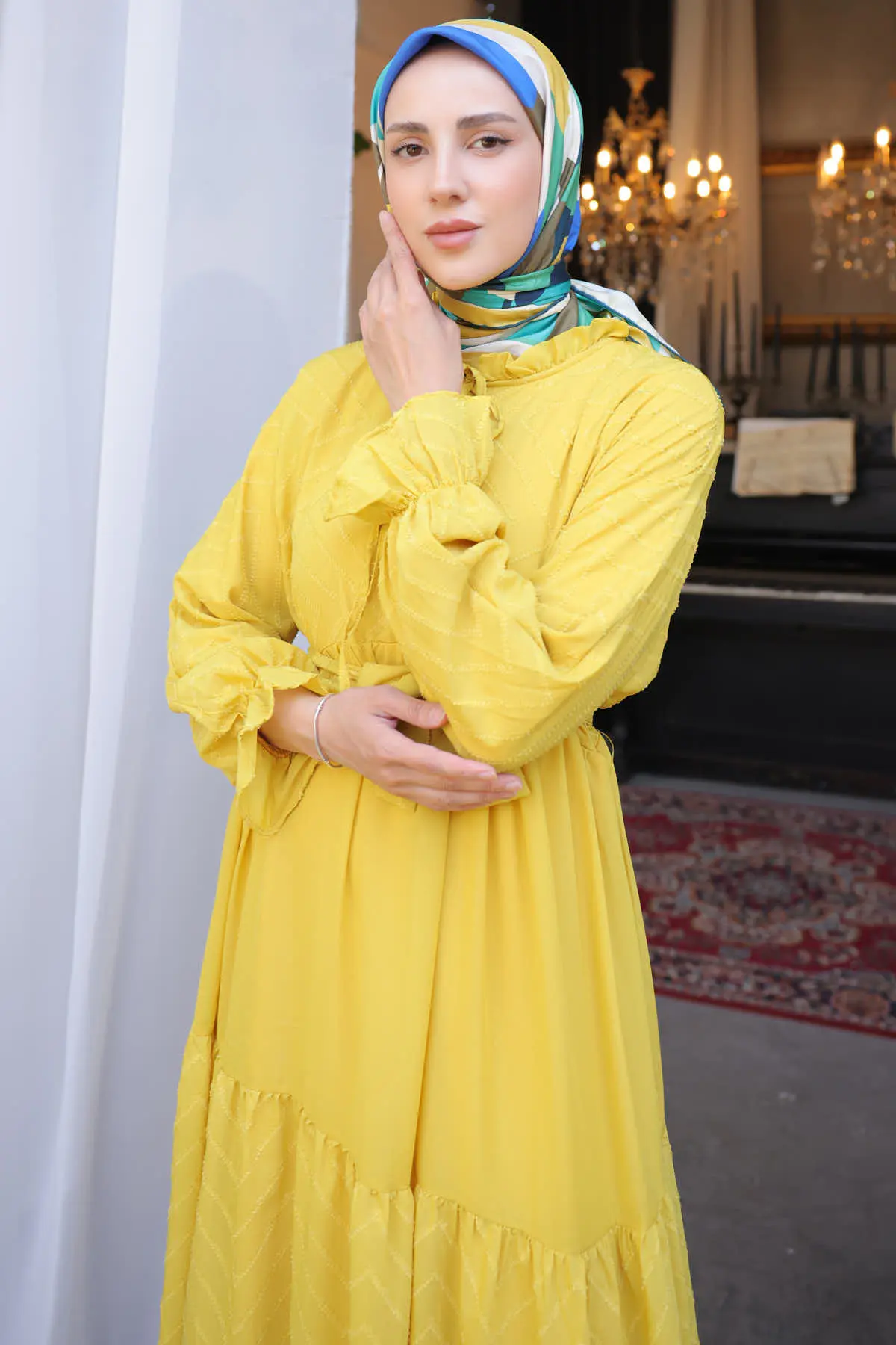 Buttoned Chiffon Dress-detail