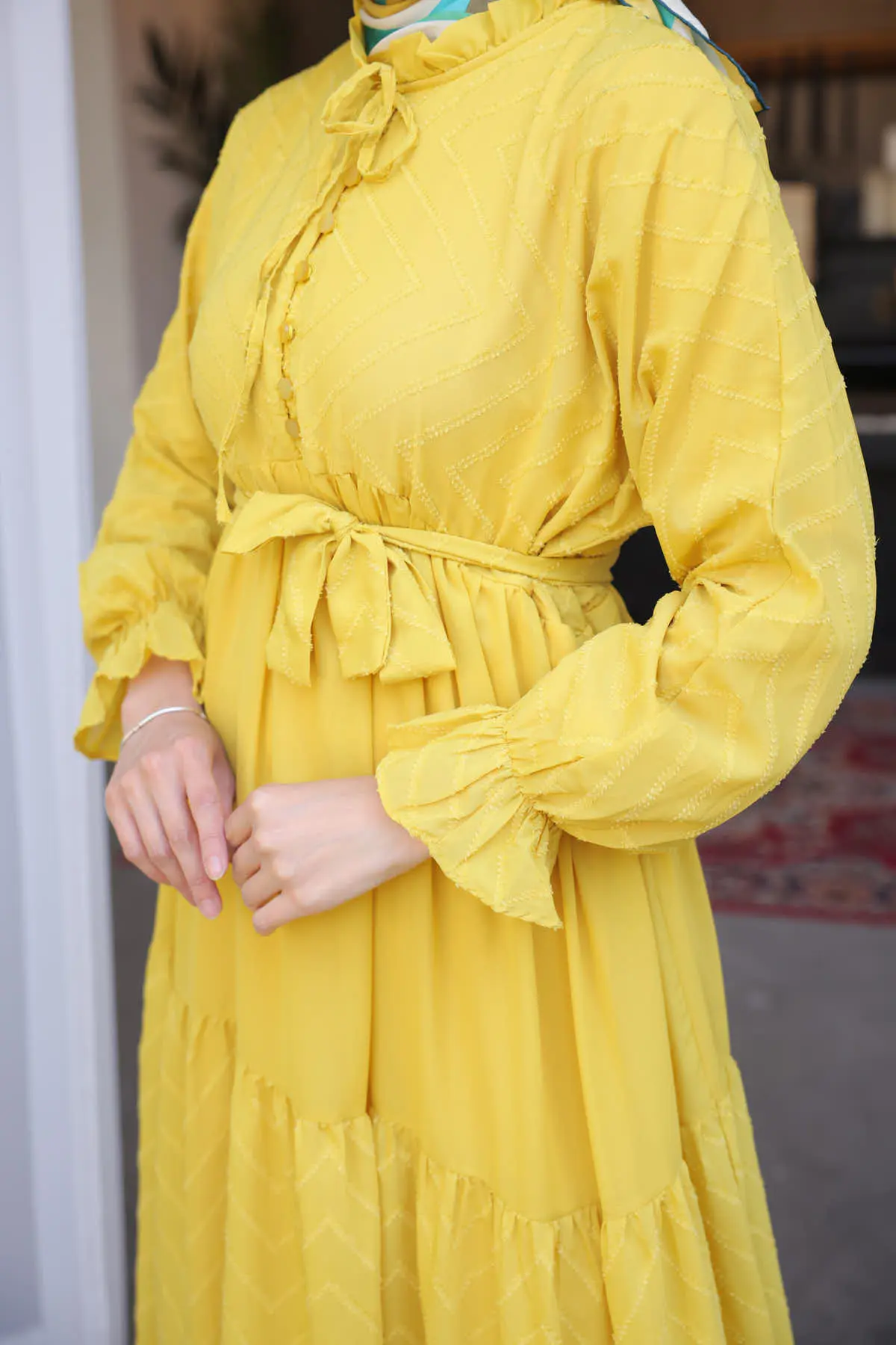 Buttoned Chiffon Dress-detail