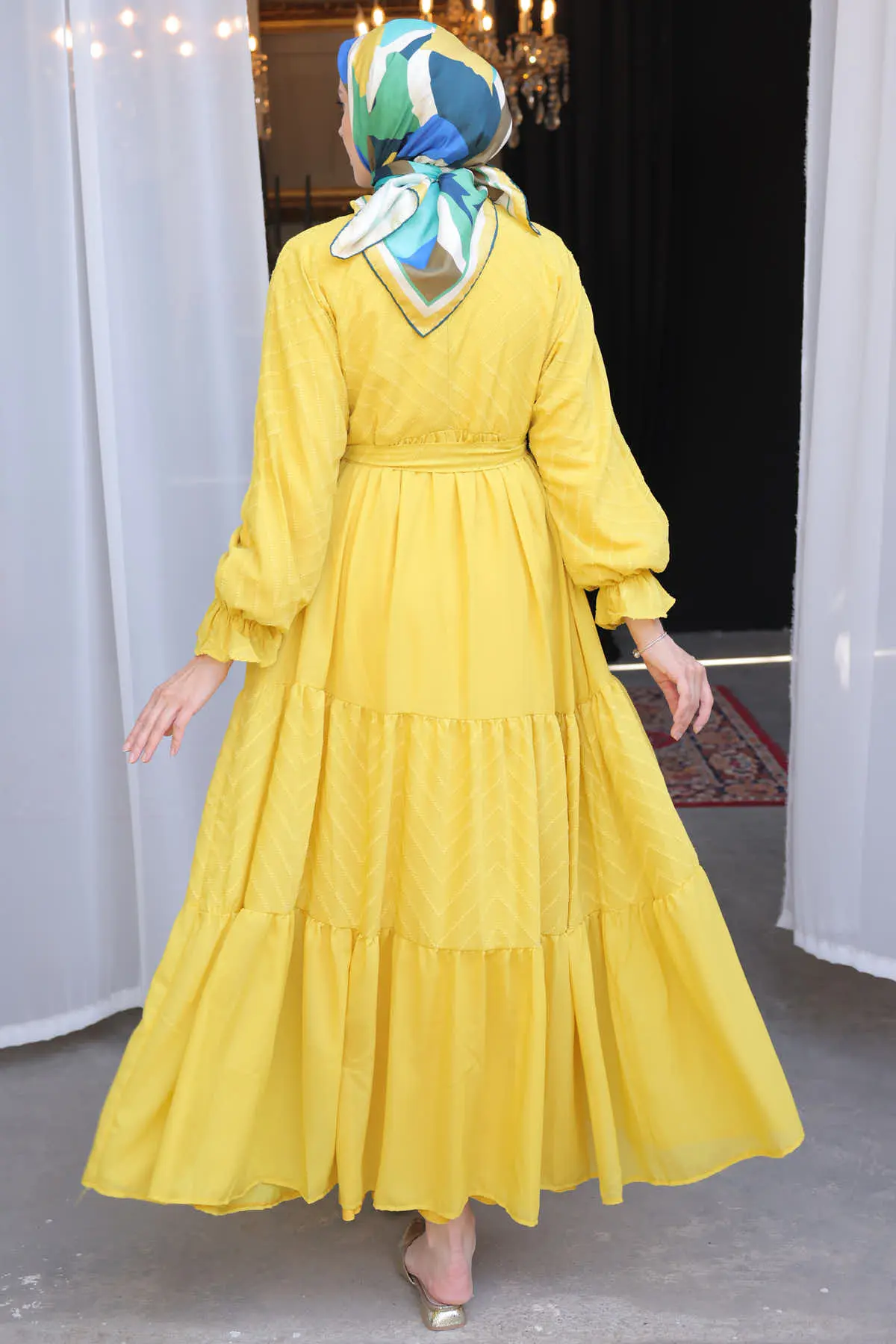 Buttoned Chiffon Dress-detail