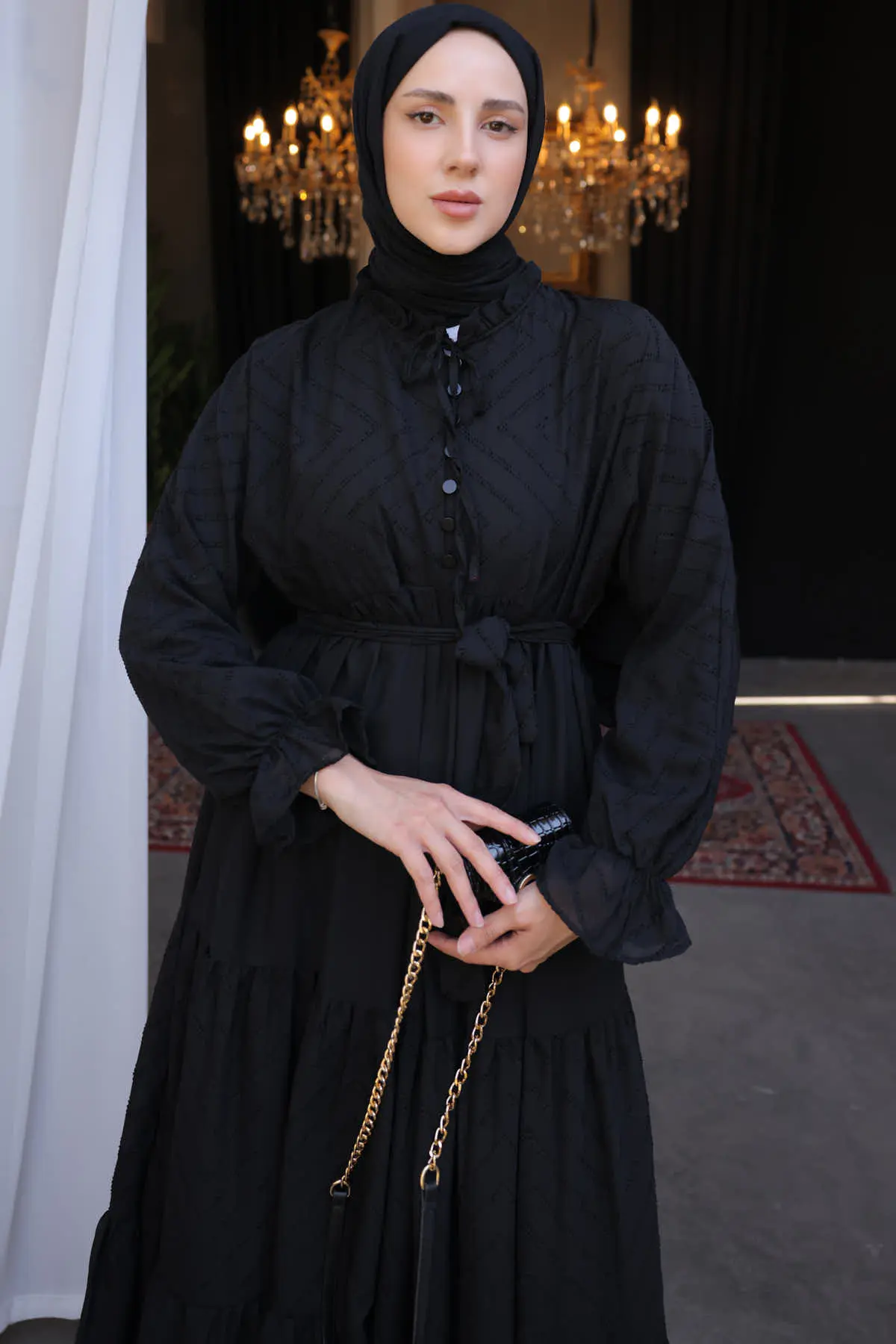 Buttoned Chiffon Dress-detail