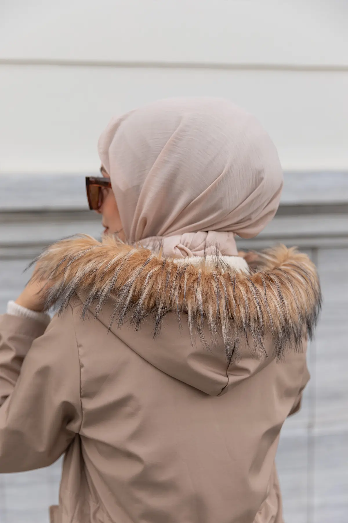 1601 Yakasi Kürklü İçi̇ Peluş Bondi̇t Kaban Vizon-detail