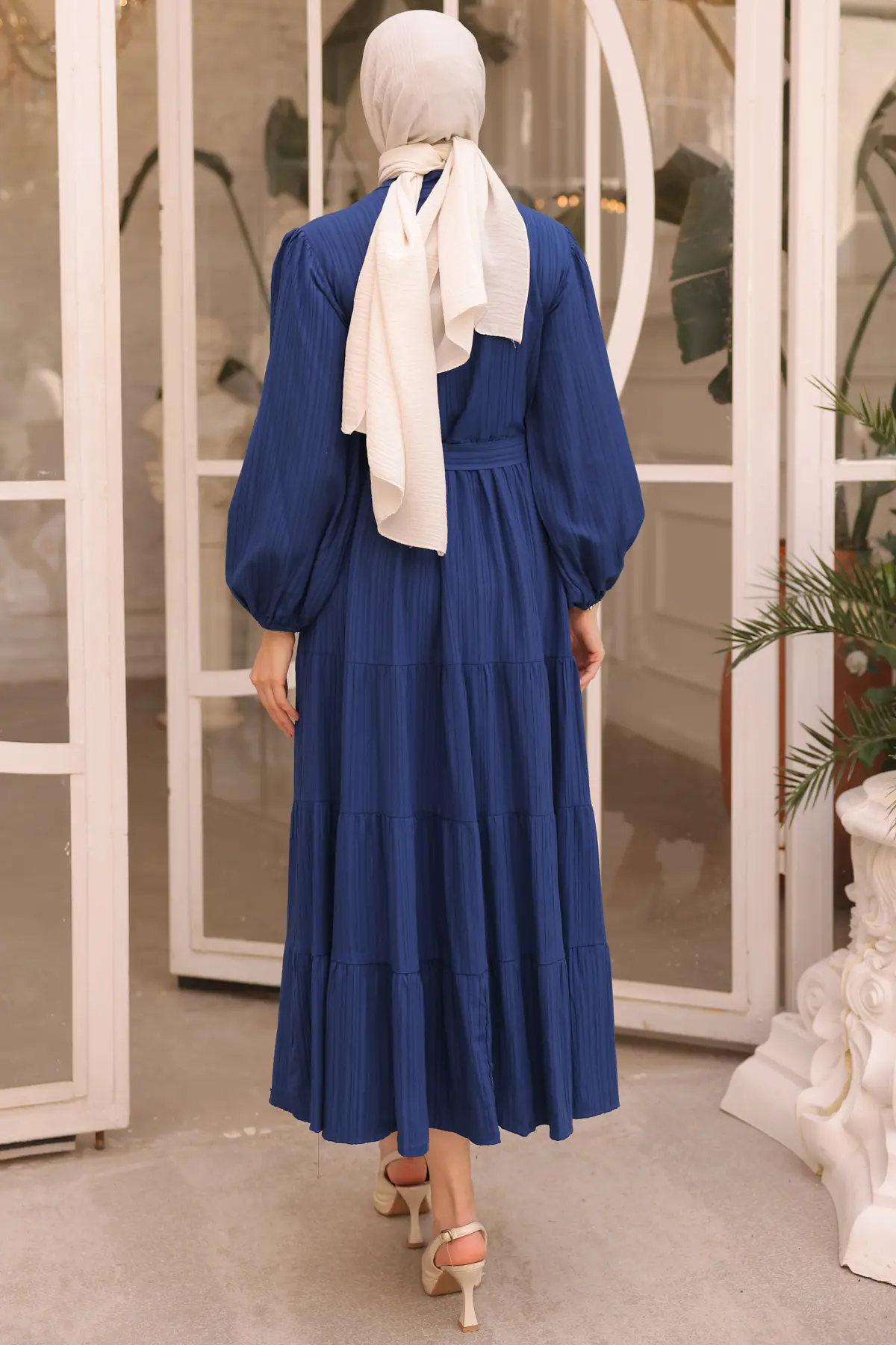 2024 Düğme Detaylı Elbise Lacivert-detail