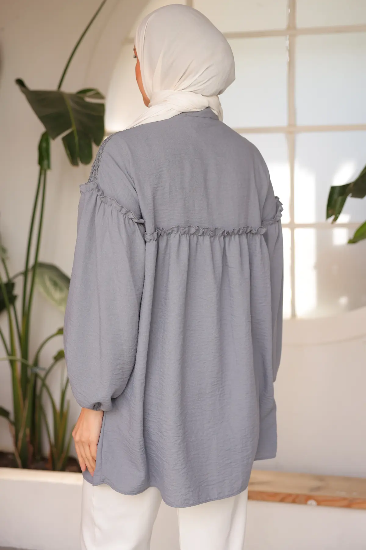 2028 Örgü Desenli Gömlek Gri-detail