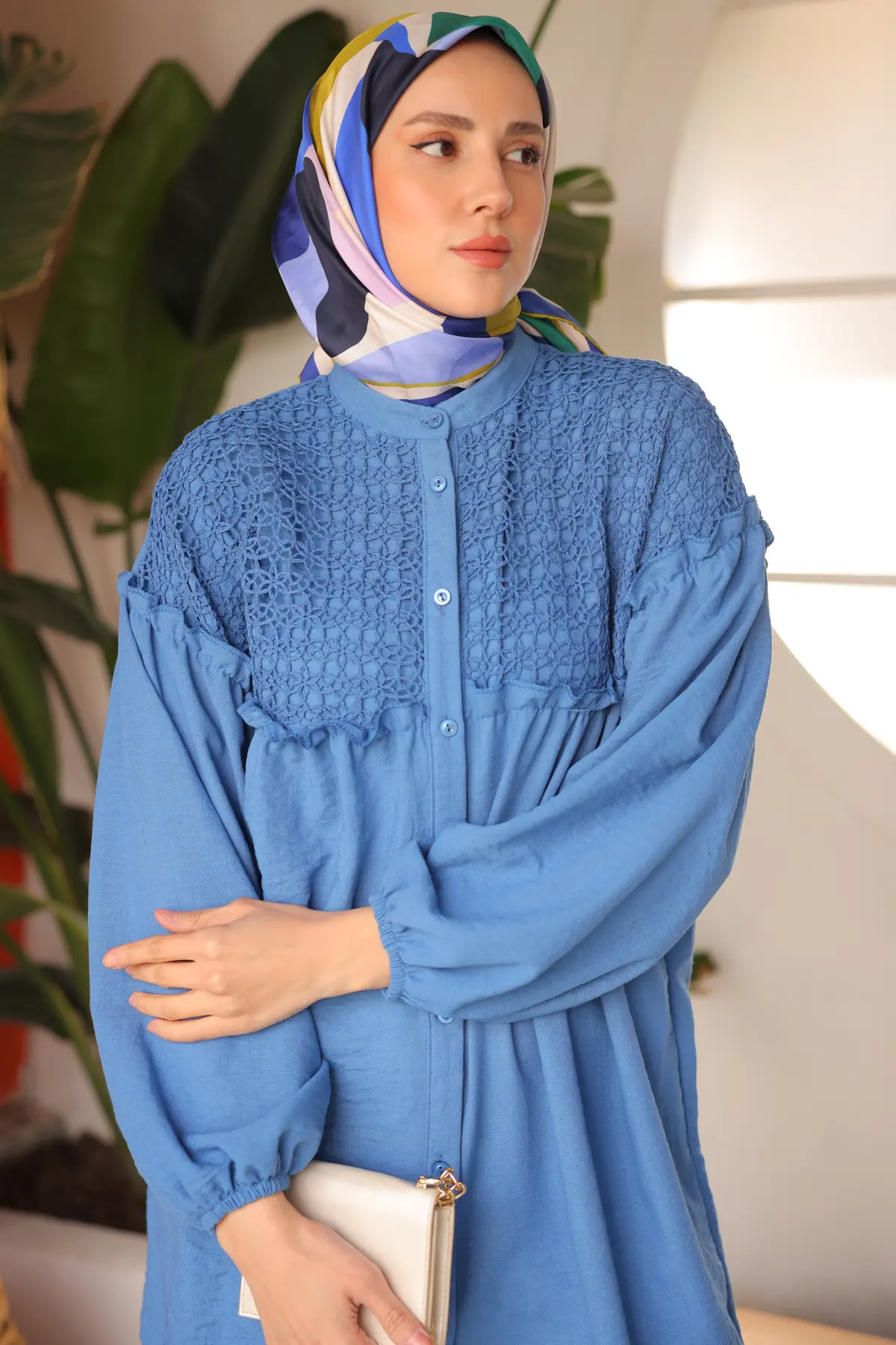 2028 Örgü Desenli Gömlek İndigo-detail