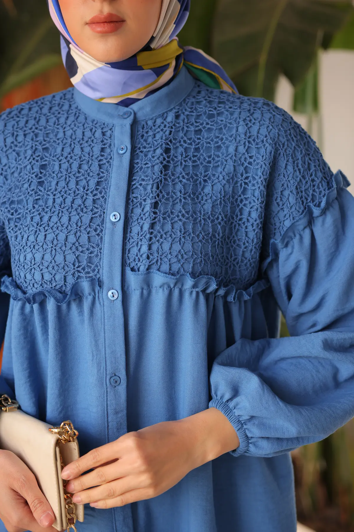 2028 Örgü Desenli Gömlek İndigo-detail