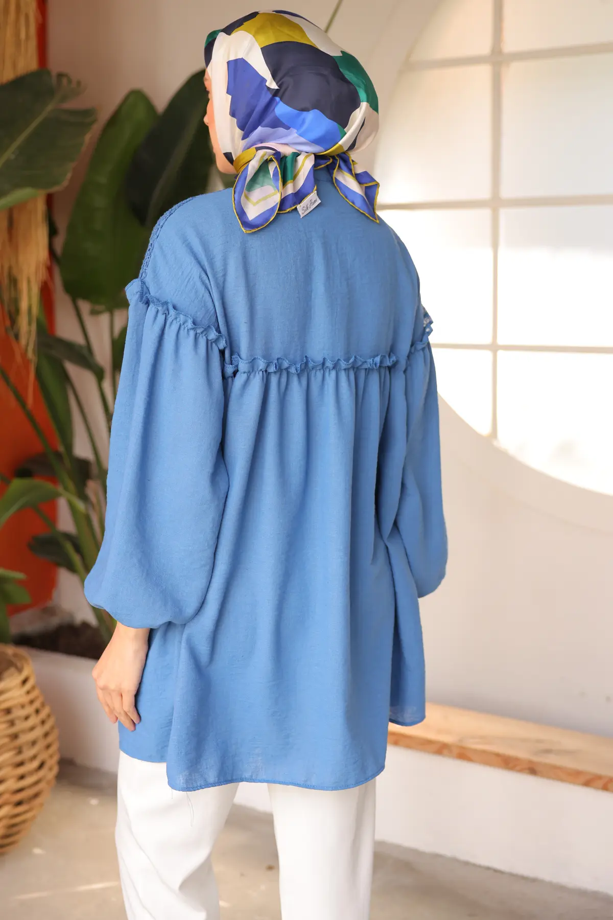 2028 Örgü Desenli Gömlek İndigo-detail