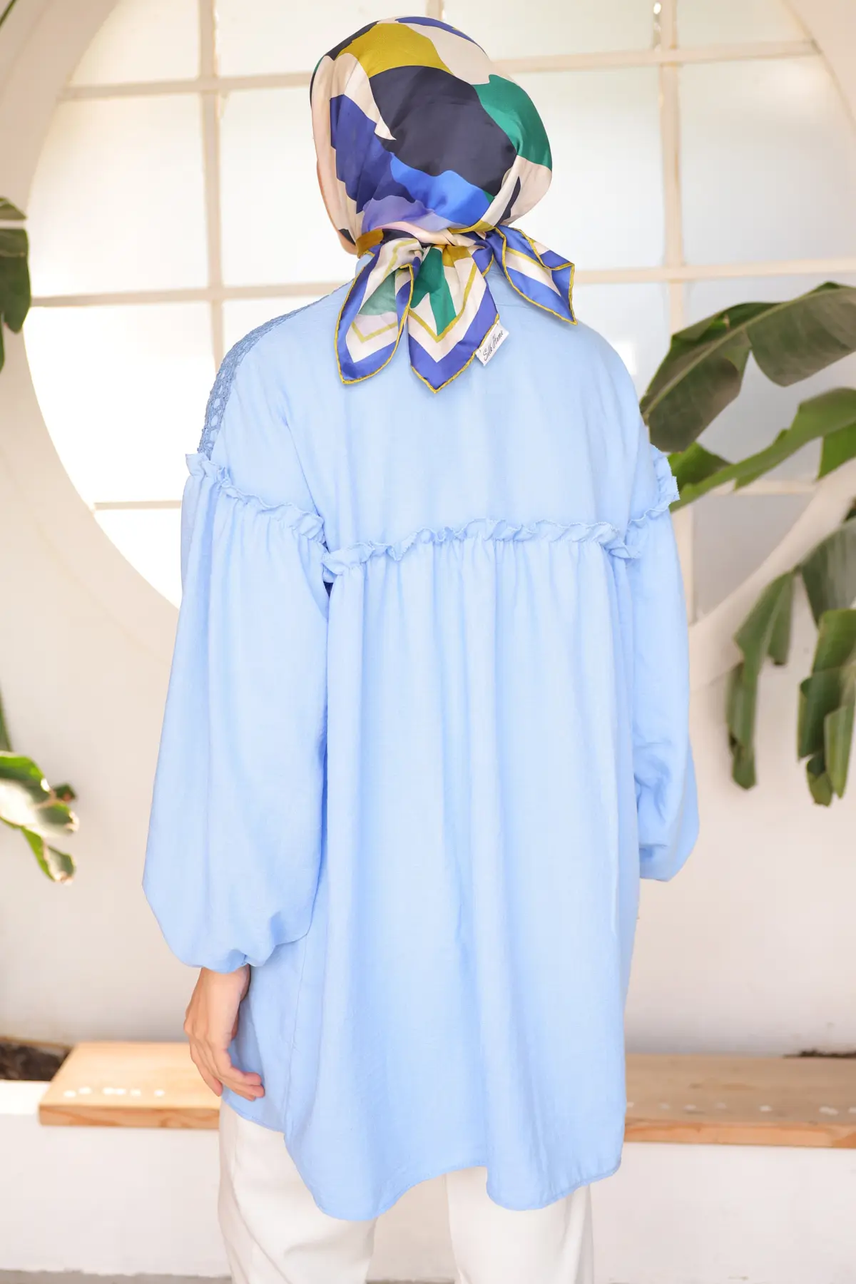 2028 Örgü Desenli Gömlek Mavi-detail