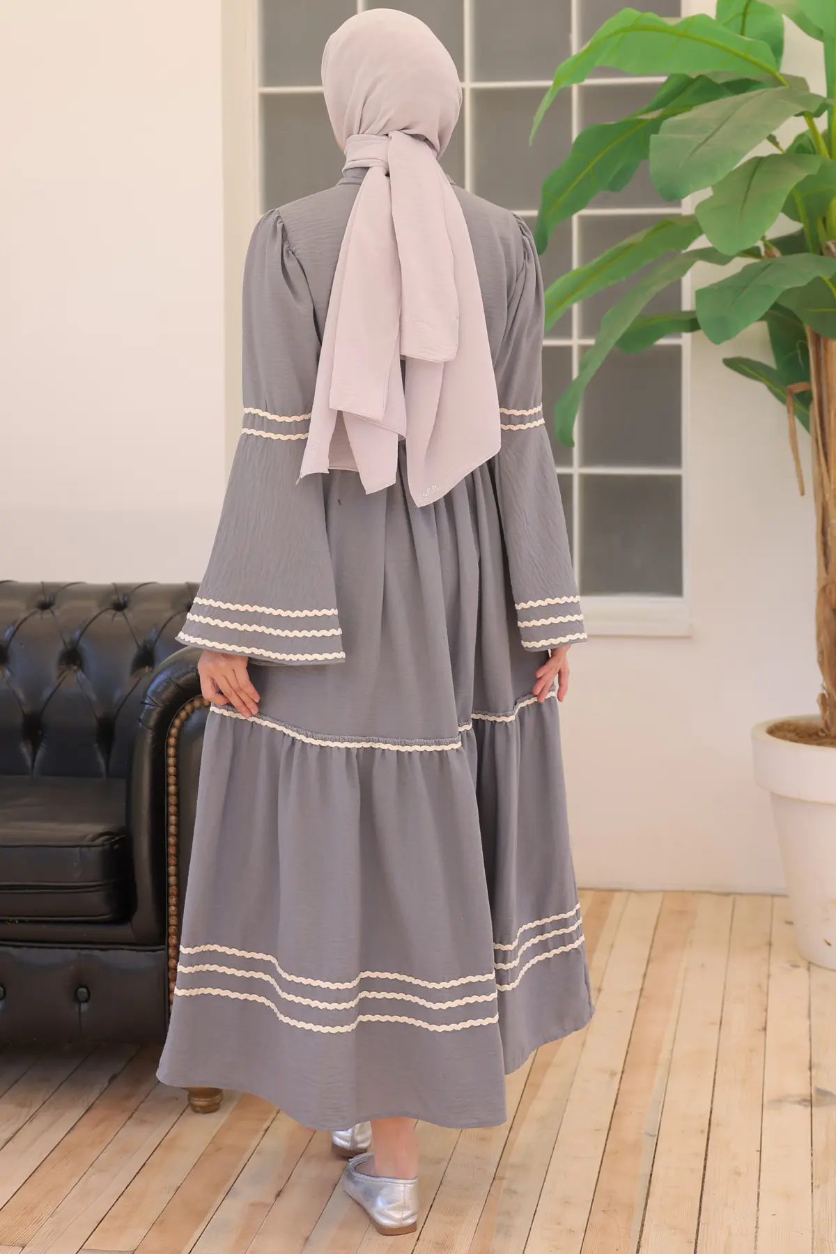 2035 Biyeli Elbise Gri-detail