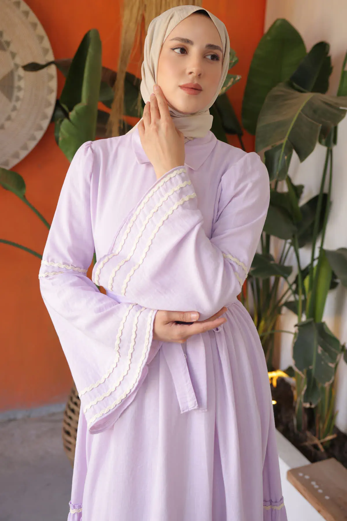 2035 Biyeli Elbise Lila-detail