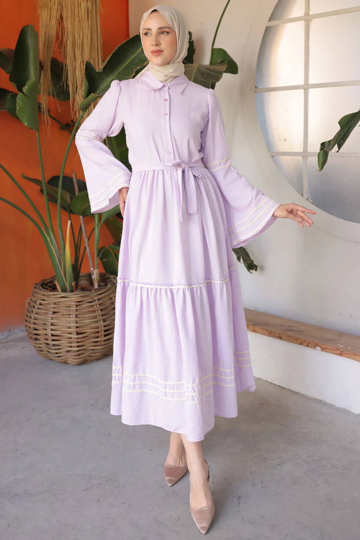 2035 Biyeli Elbise Lila-detail