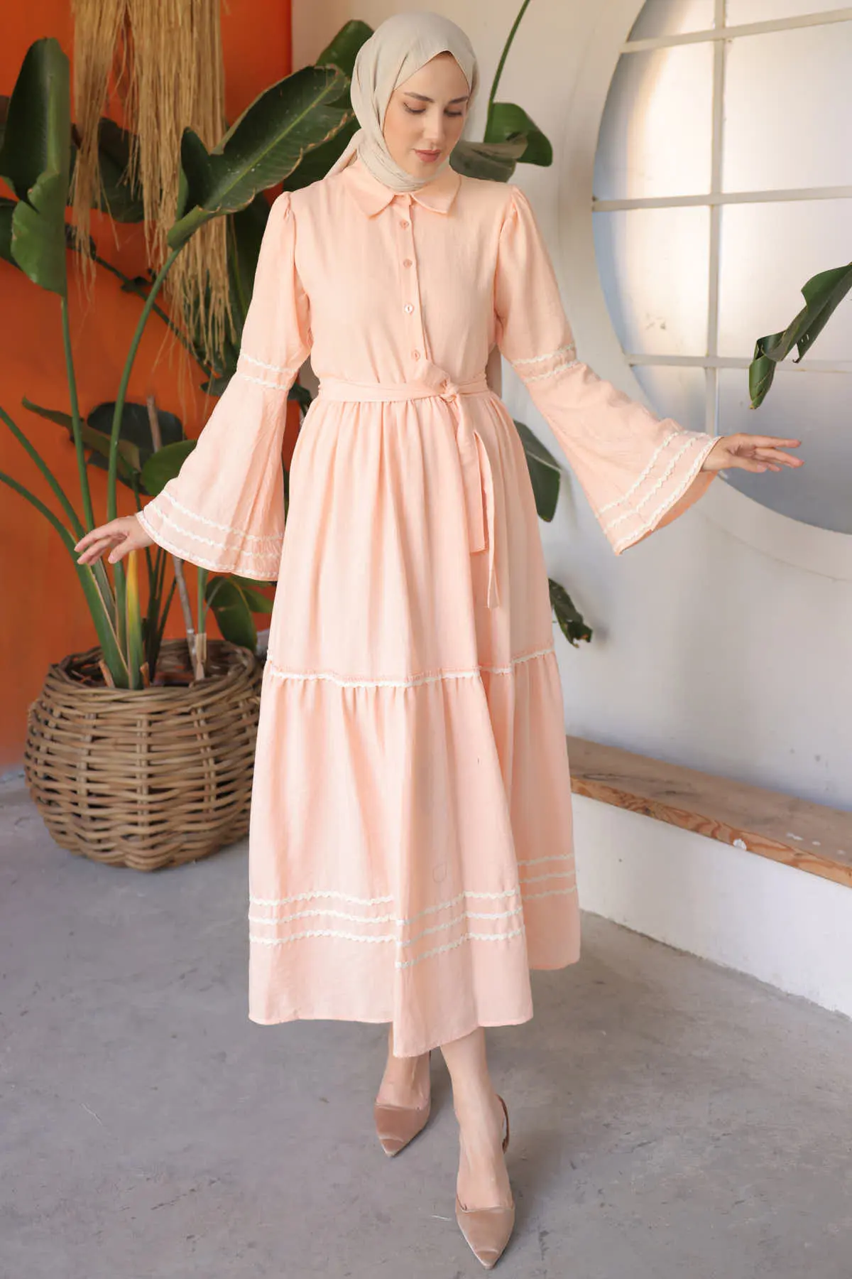 2035 Biyeli Elbise Somon-detail