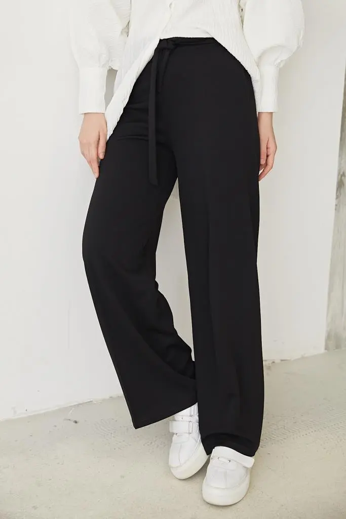 Black Belted Hijab Pants-detail