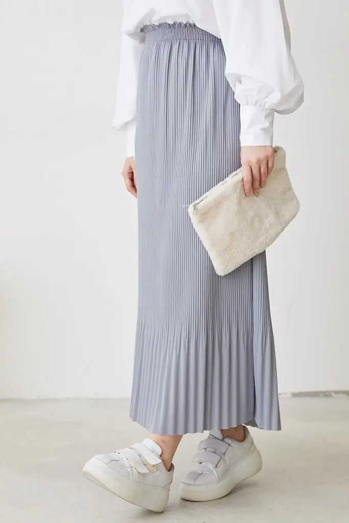 205 - Piliseli Tesettür Etek Gri-detail