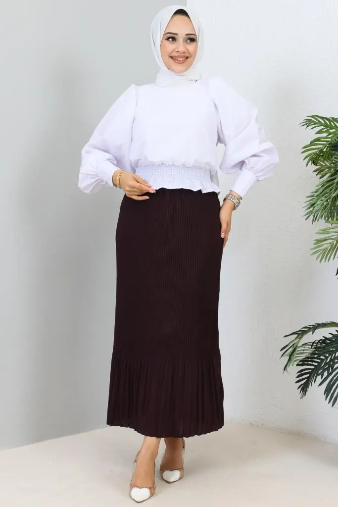 205 - Piliseli Tesettür Etek Mor-detail