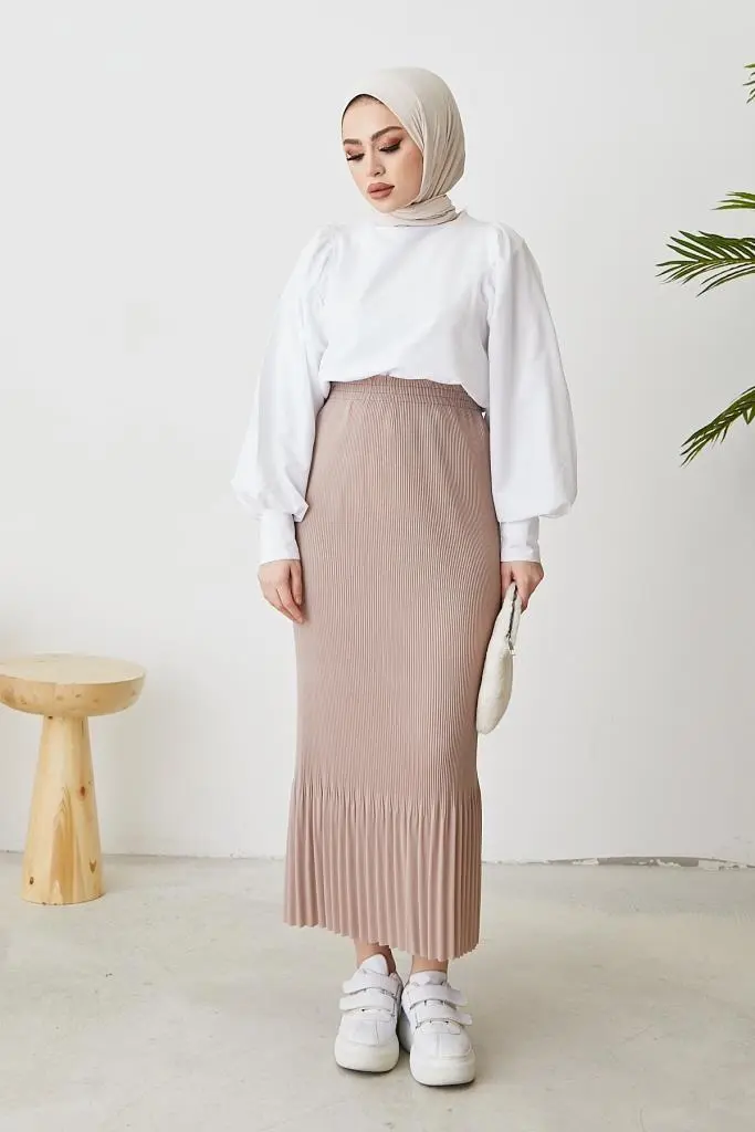 205 - Piliseli Tesettür Etek Taş-detail