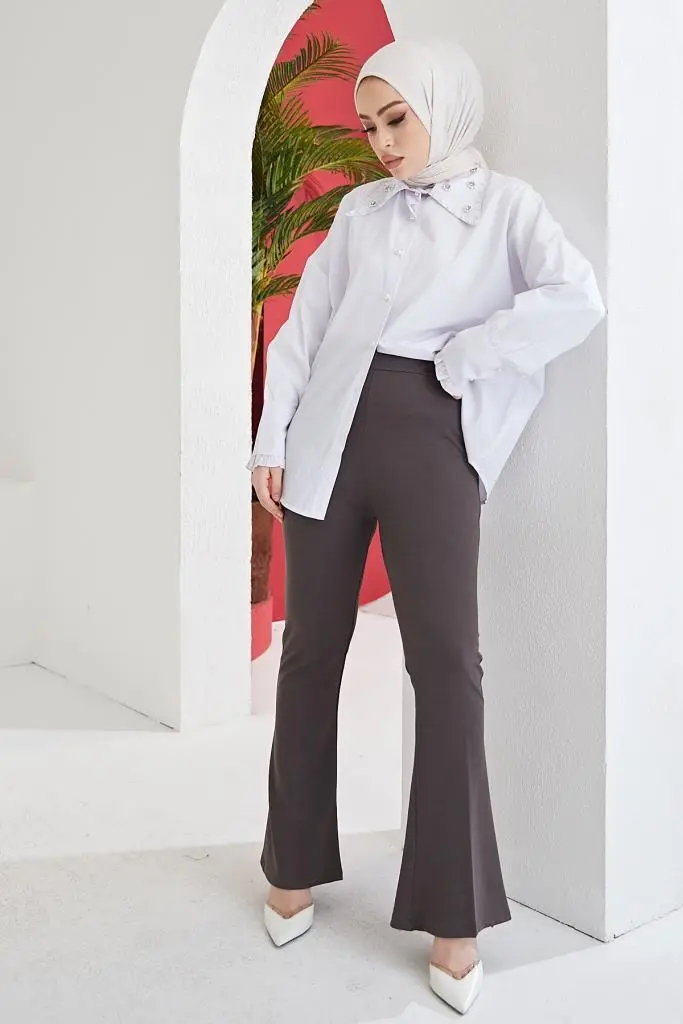 206 İspanyol Paça Kumaş Pantolon Antrasit-detail