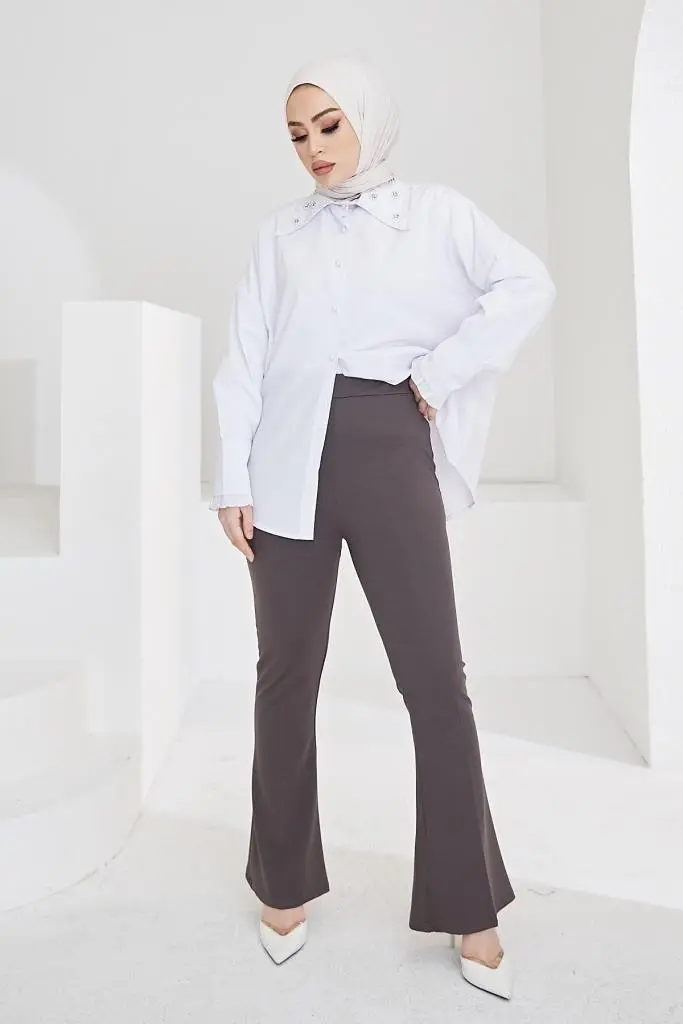 206 İspanyol Paça Kumaş Pantolon Antrasit-detail