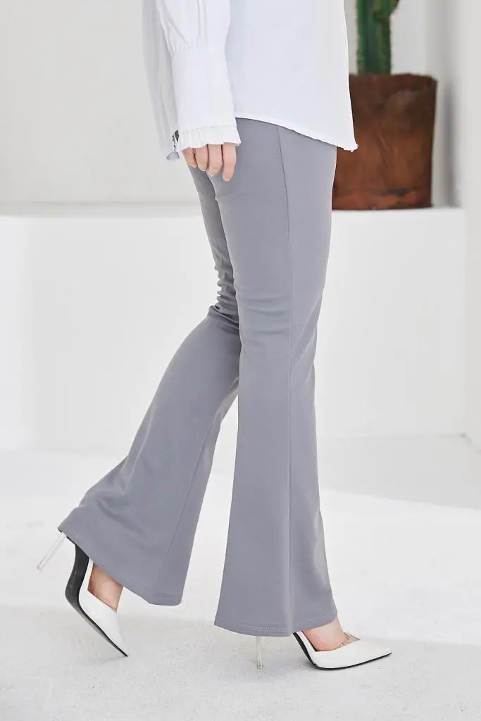 206 İspanyol Paça Kumaş Pantolon Gri-detail