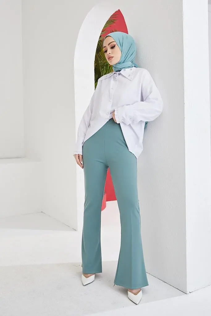 206 İspanyol Paça Kumaş Pantolon Mint-detail