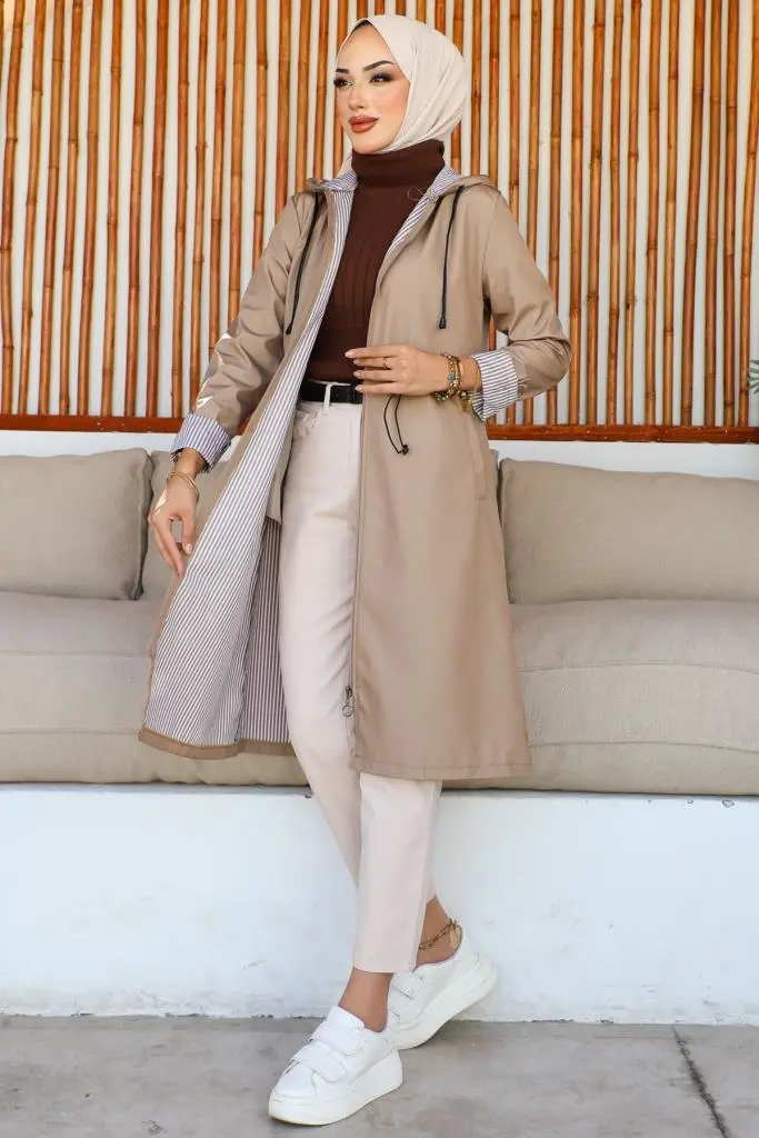 2060 Mevsimlik Trençkot Bej-detail