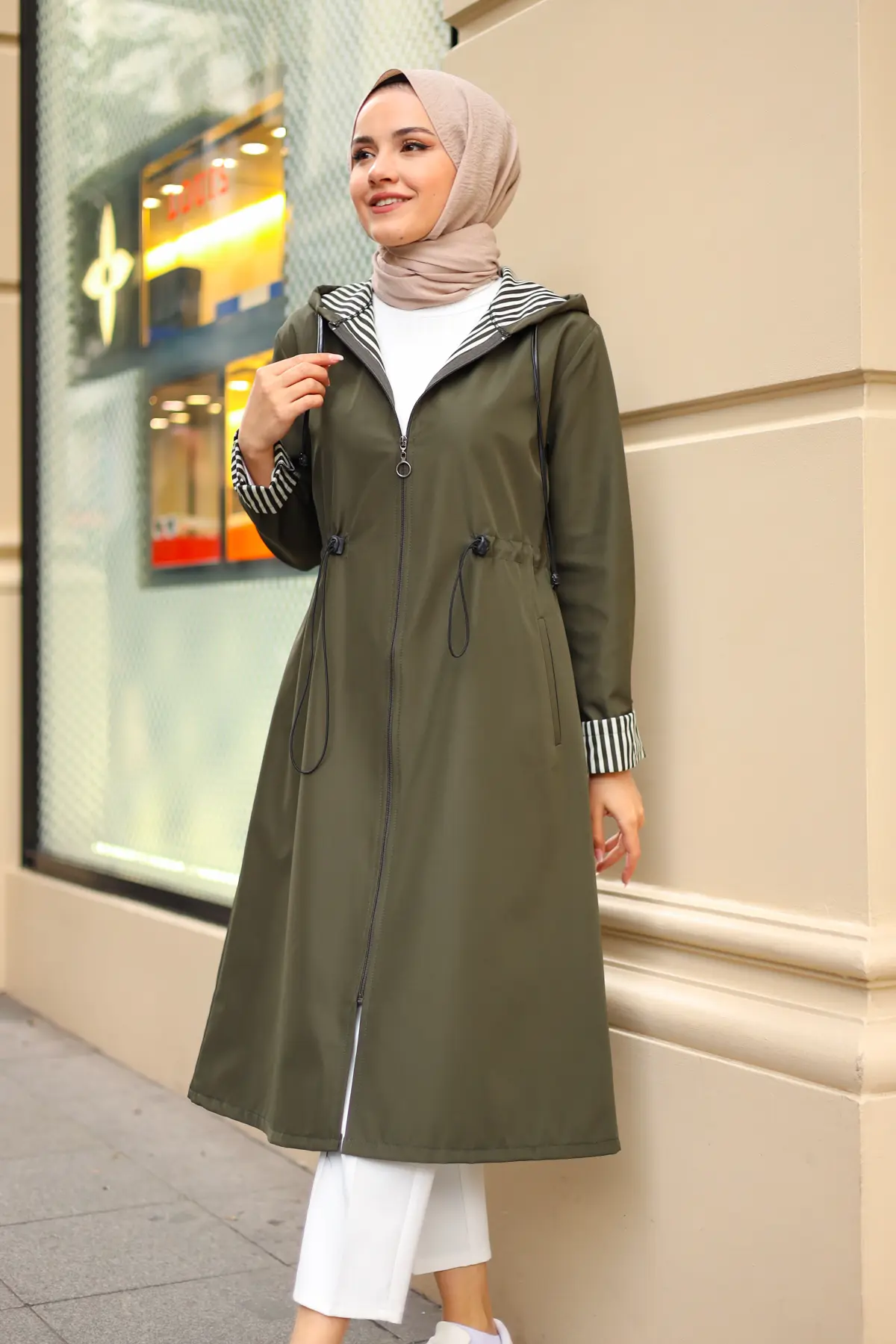 2060 Mevsimlik Trençkot Haki-detail