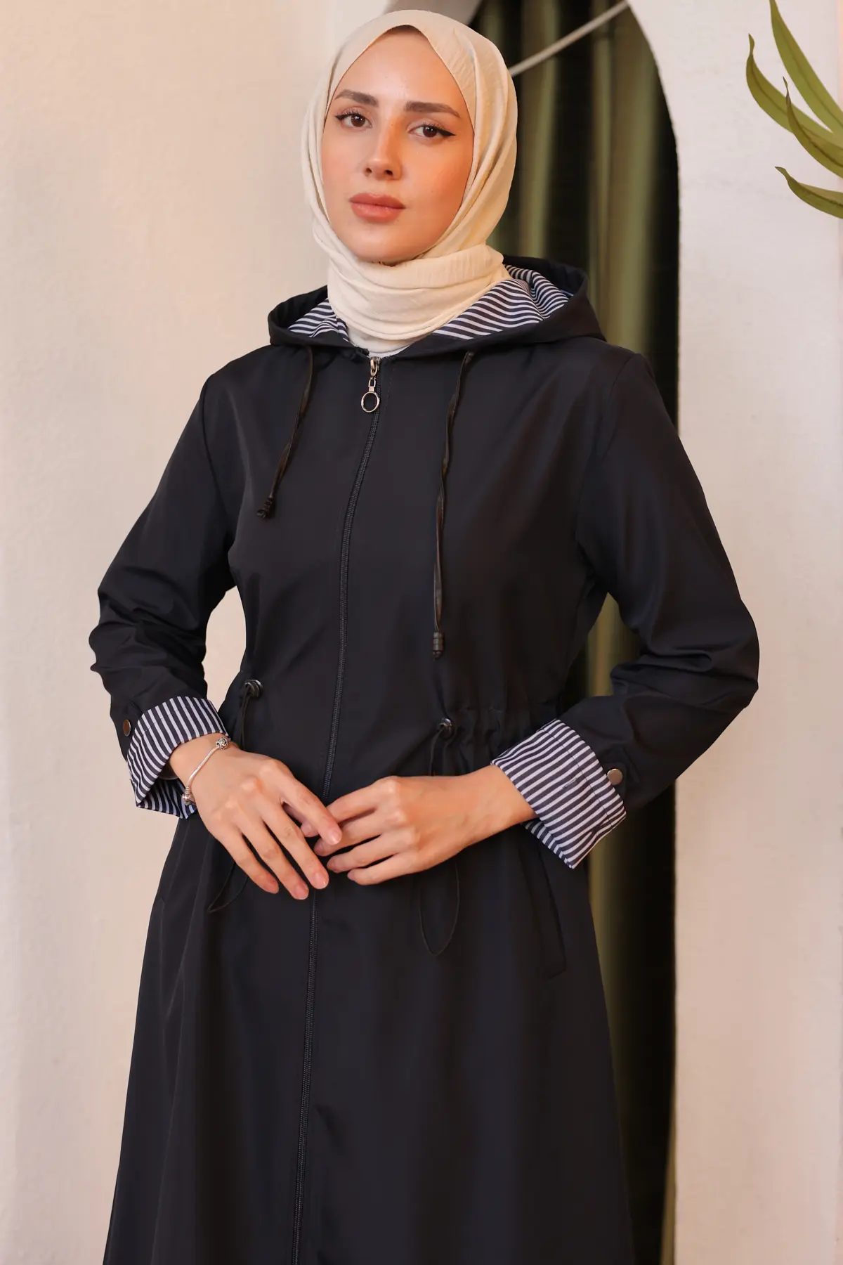 2060 Mevsimlik Trençkot Lacivert-detail