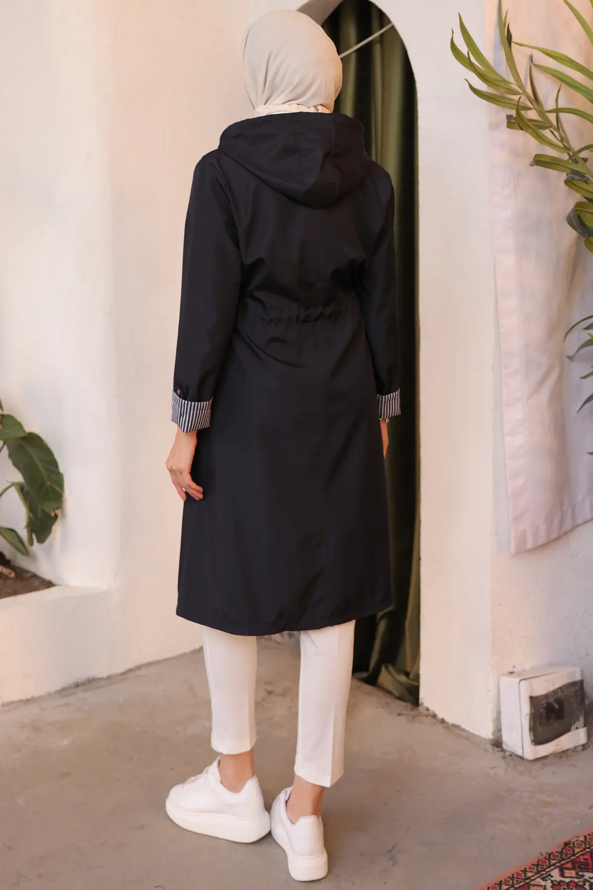 2060 Mevsimlik Trençkot Lacivert-detail