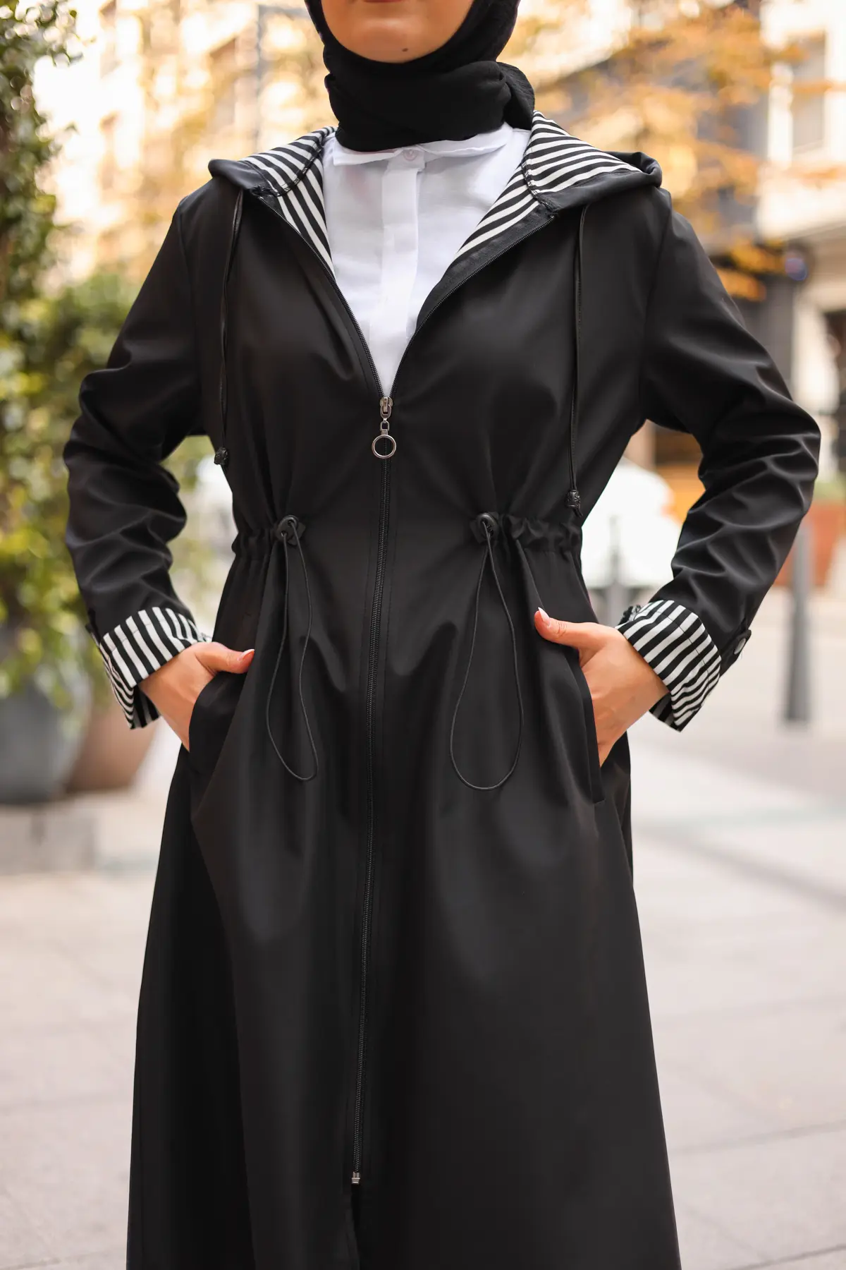 2060 Mevsimlik Trençkot Siyah-detail