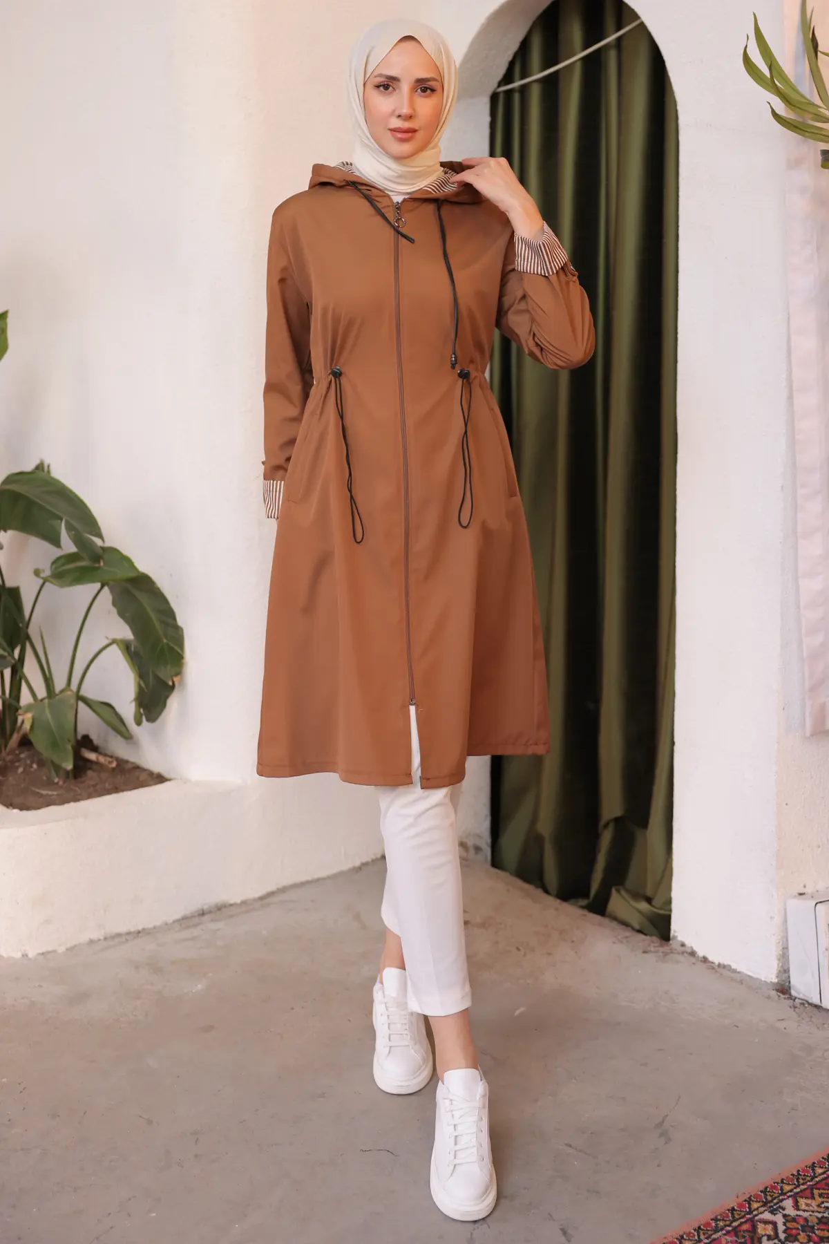 2060 Mevsimlik Trençkot Taba-detail