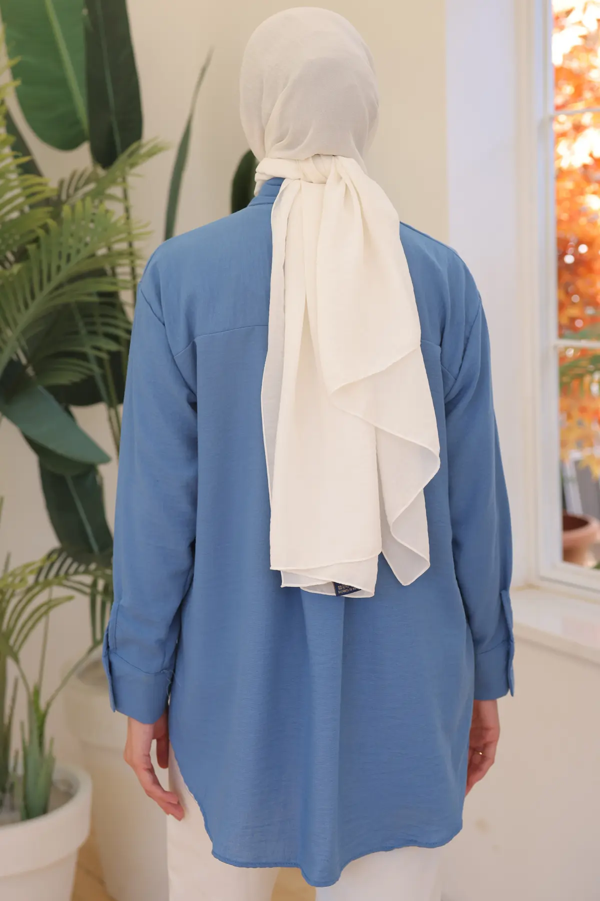 2061 Nakış Detaylı Cepli Gömlek İndigo-detail