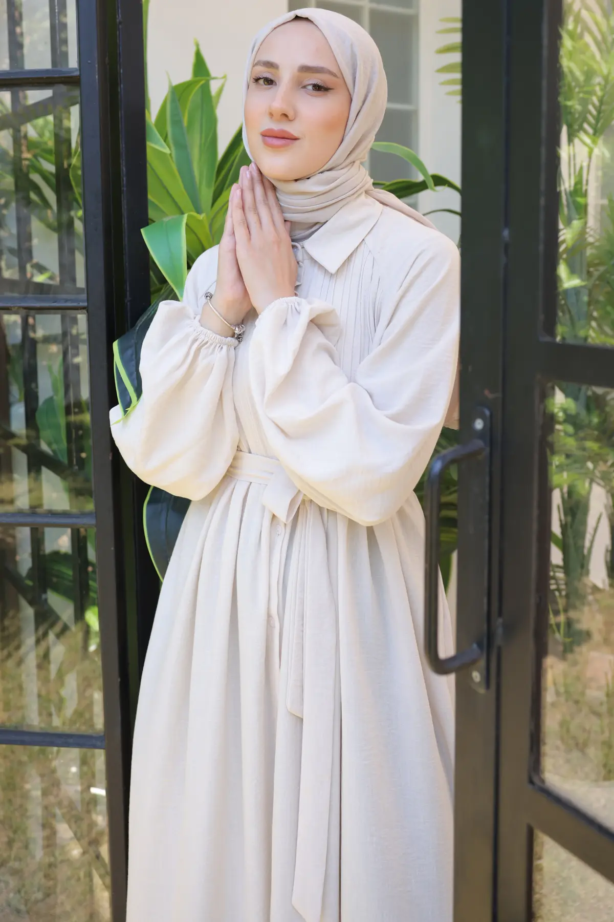 2073 Nervürlü Elbise Taş Rengi-detail