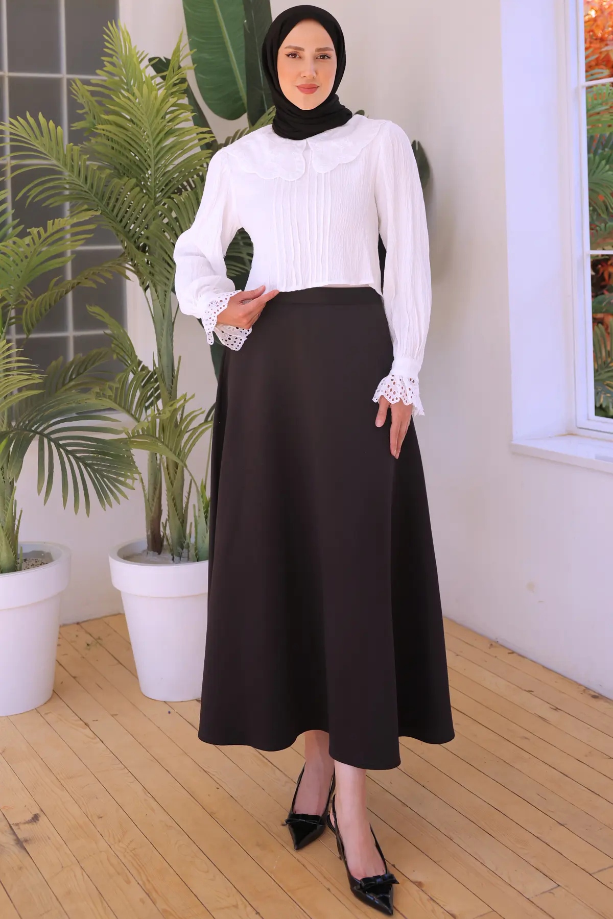 2086 Bebe Yaka Kısa Gömlek Beyaz-detail