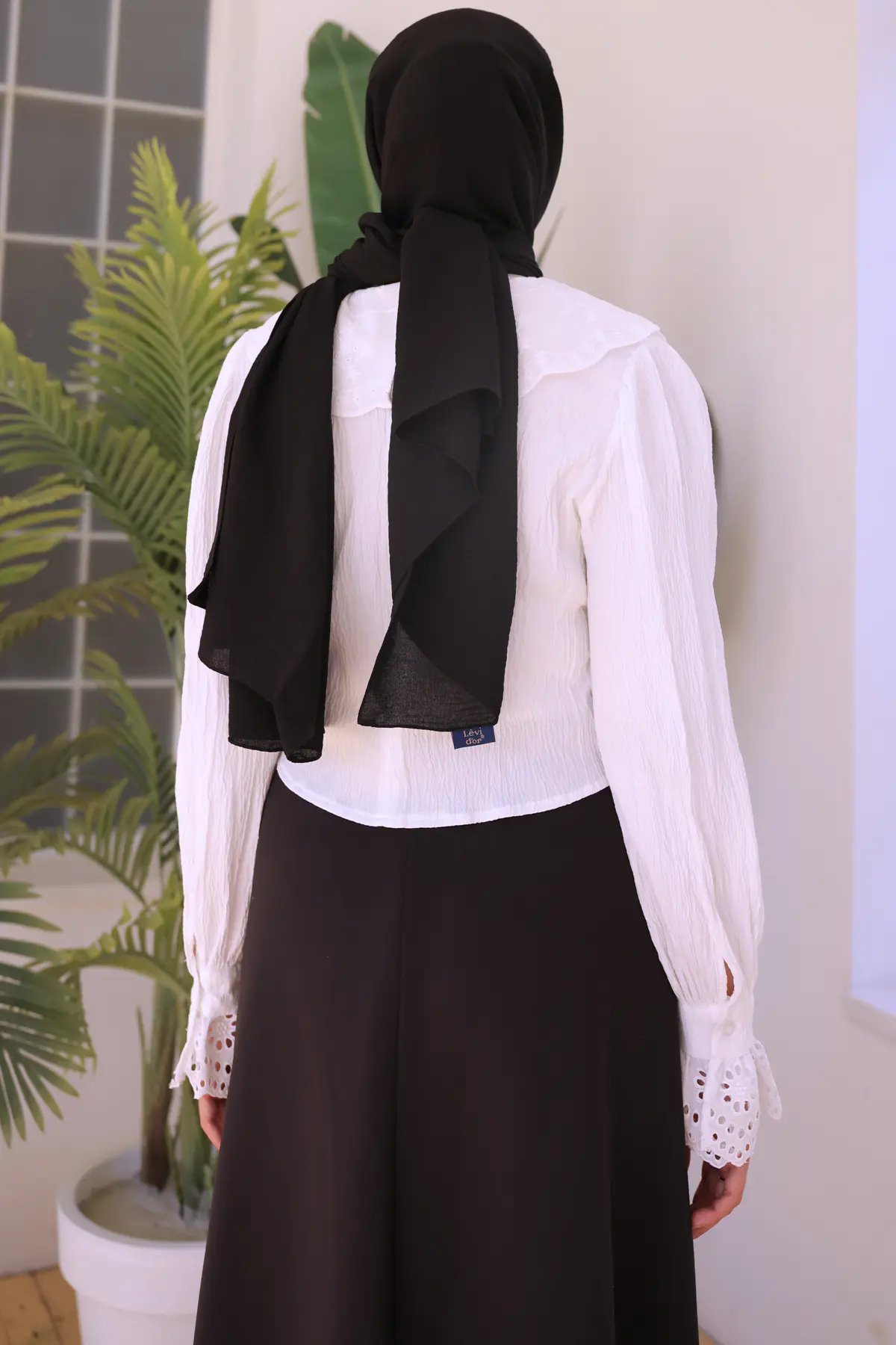 2086 Bebe Yaka Kısa Gömlek Beyaz-detail