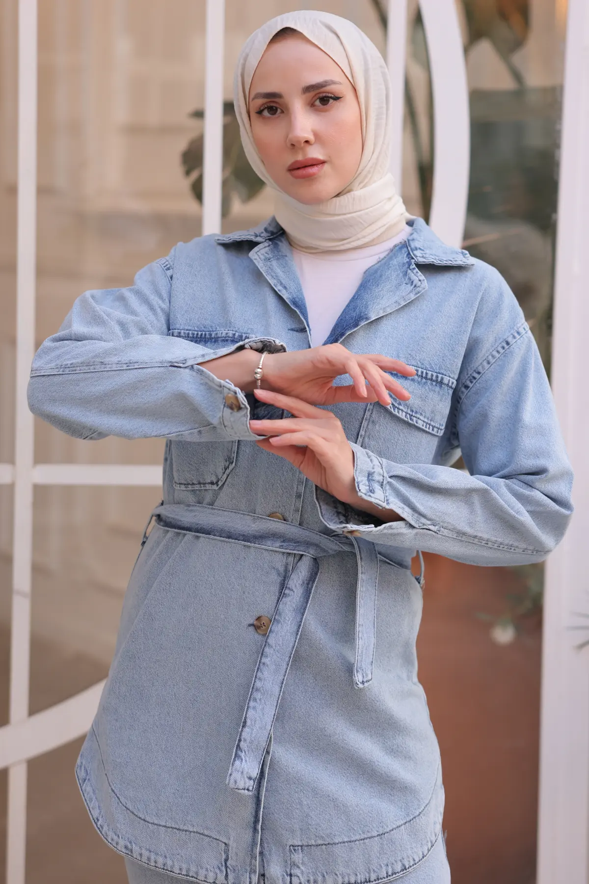 Ice Blue Jean Suit-detail