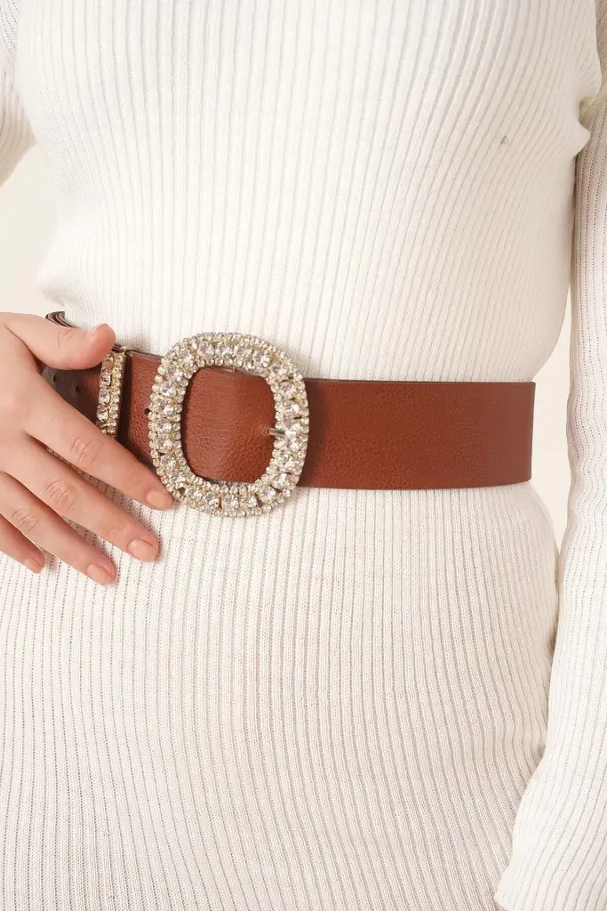 23100 Fitilli Uzun Triko Elbise Ekru-detail