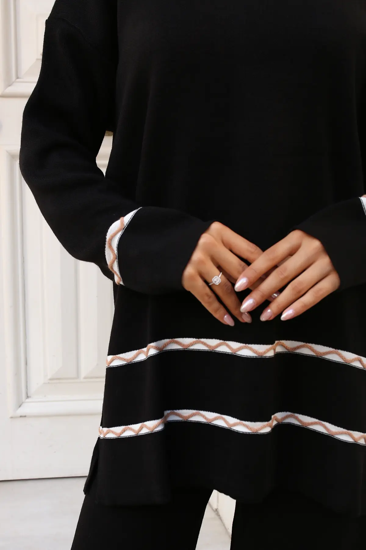 Knitwear Set With Stitching Details-detail