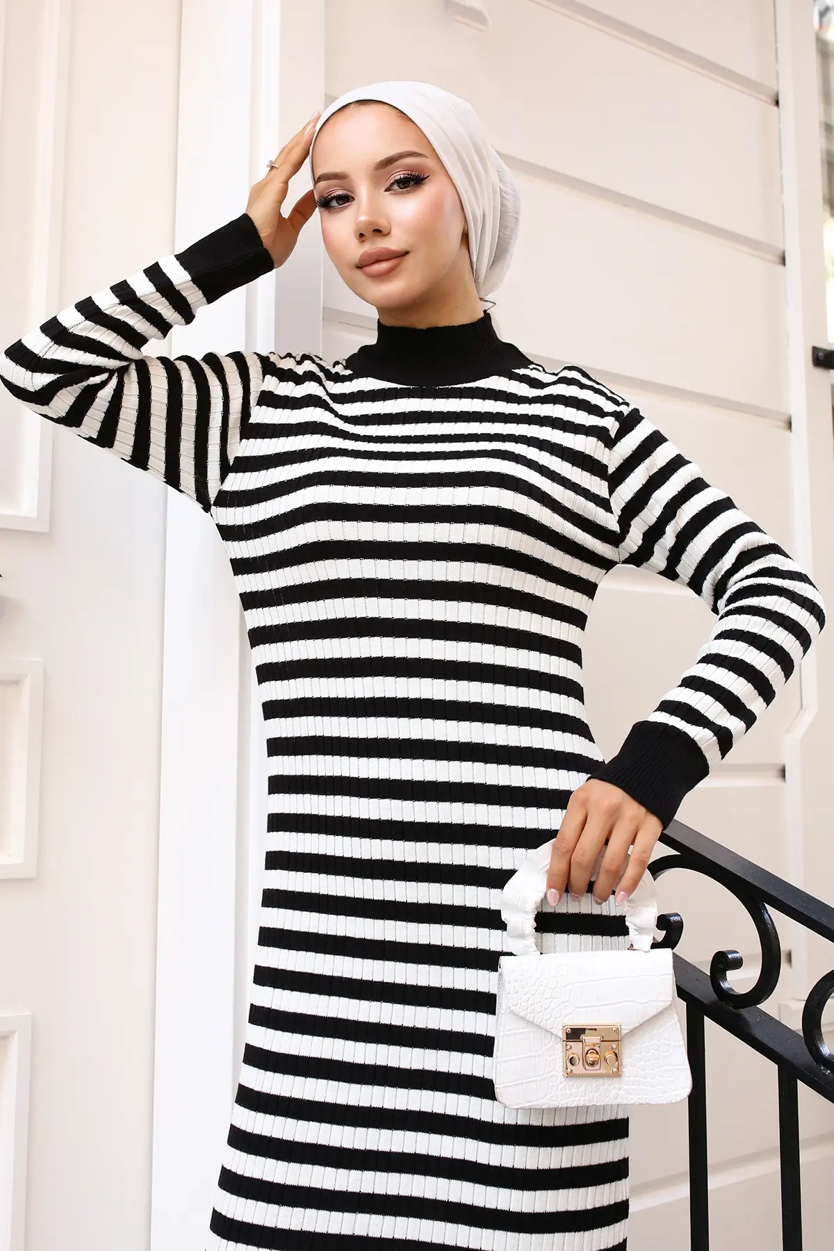 Striped Knit Dress-detail