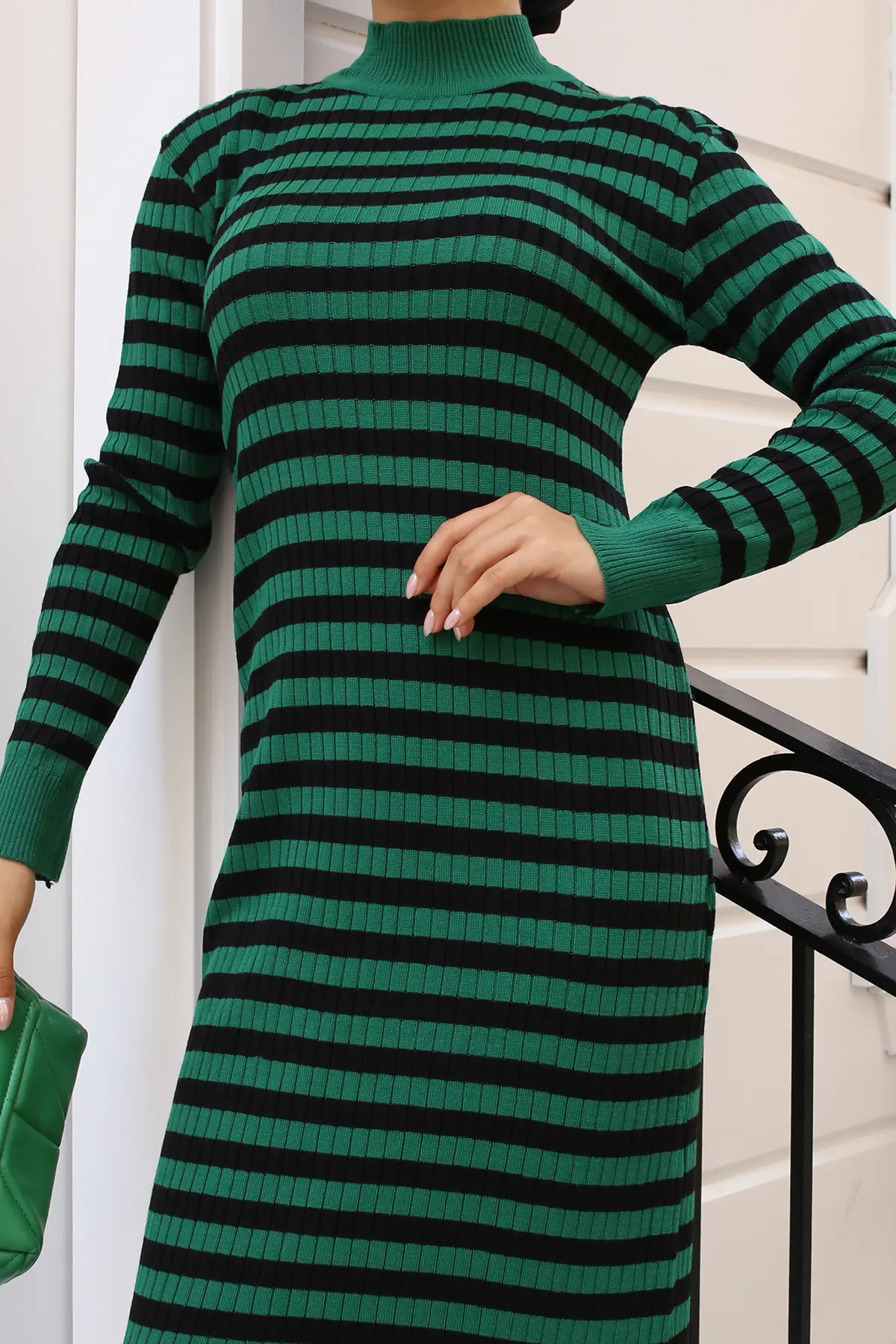 Striped Knit Dress-detail