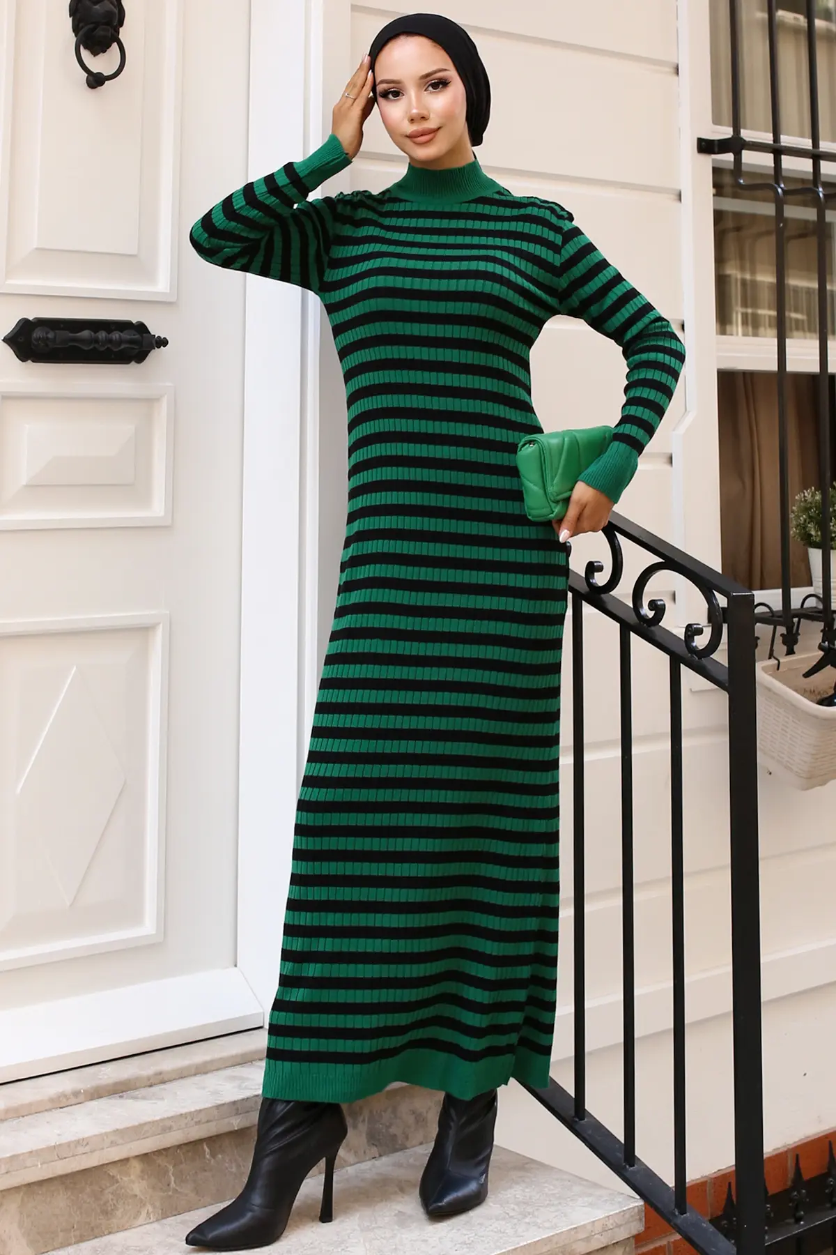 Striped Knit Dress-detail