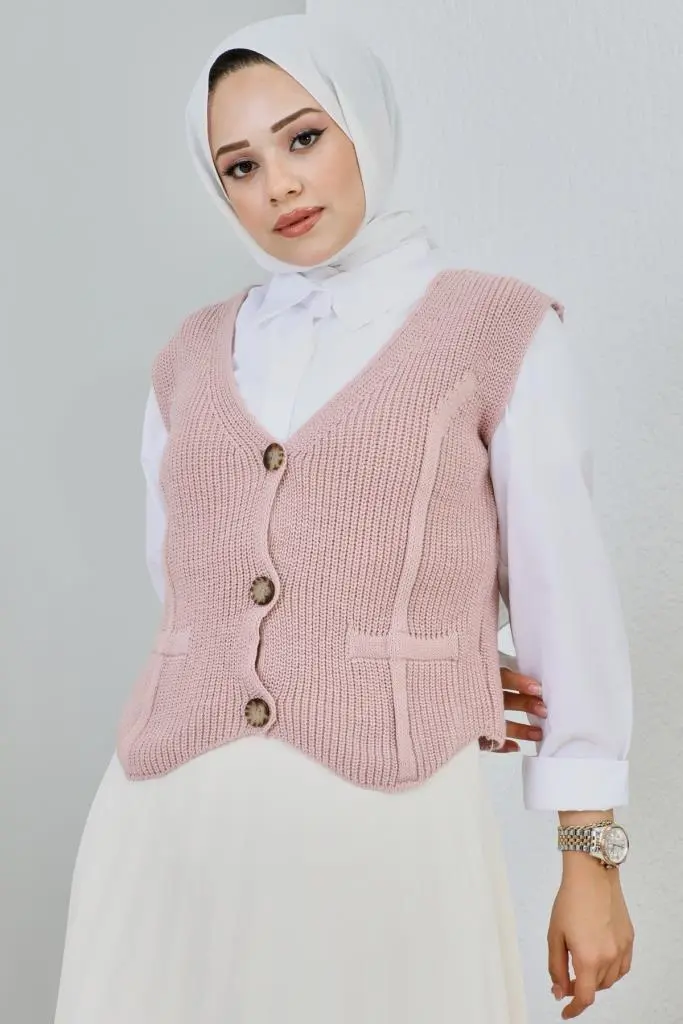 Button Detailed Short Sweater-detail