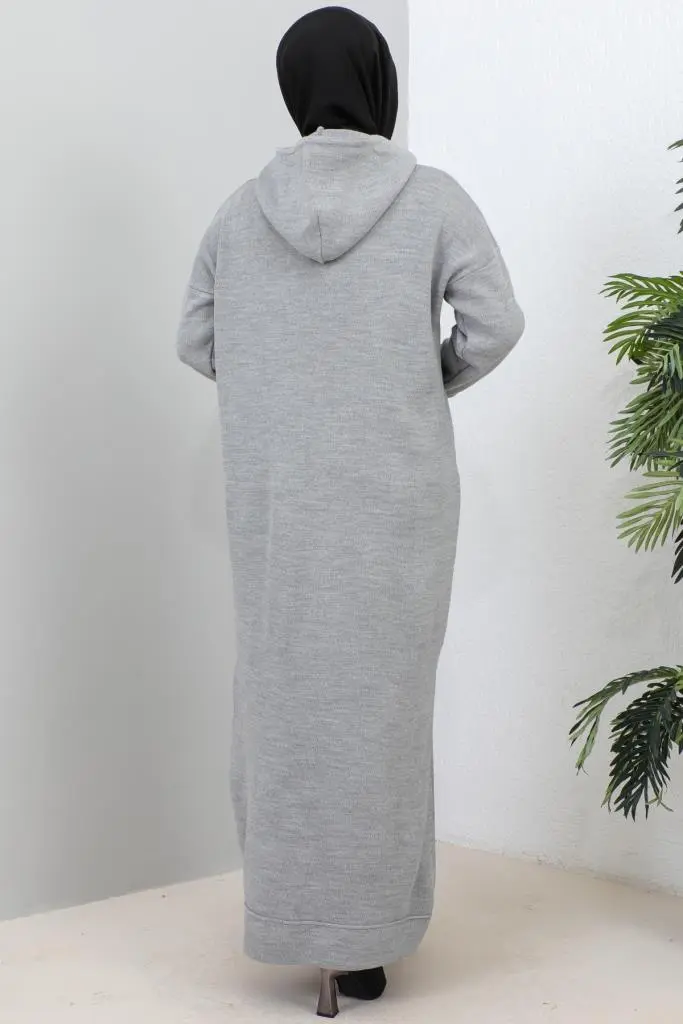 Hooded Knıtwear Dress-detail