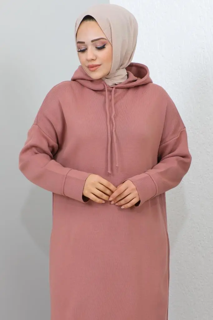 Hooded Knıtwear Dress-detail
