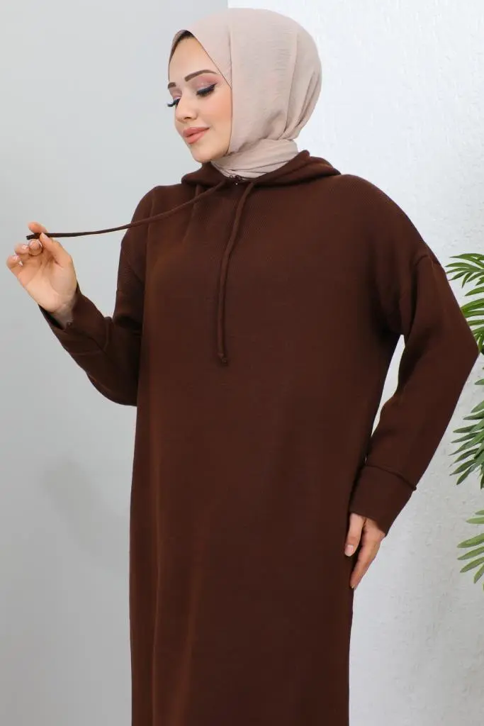 Hooded Knıtwear Dress-detail