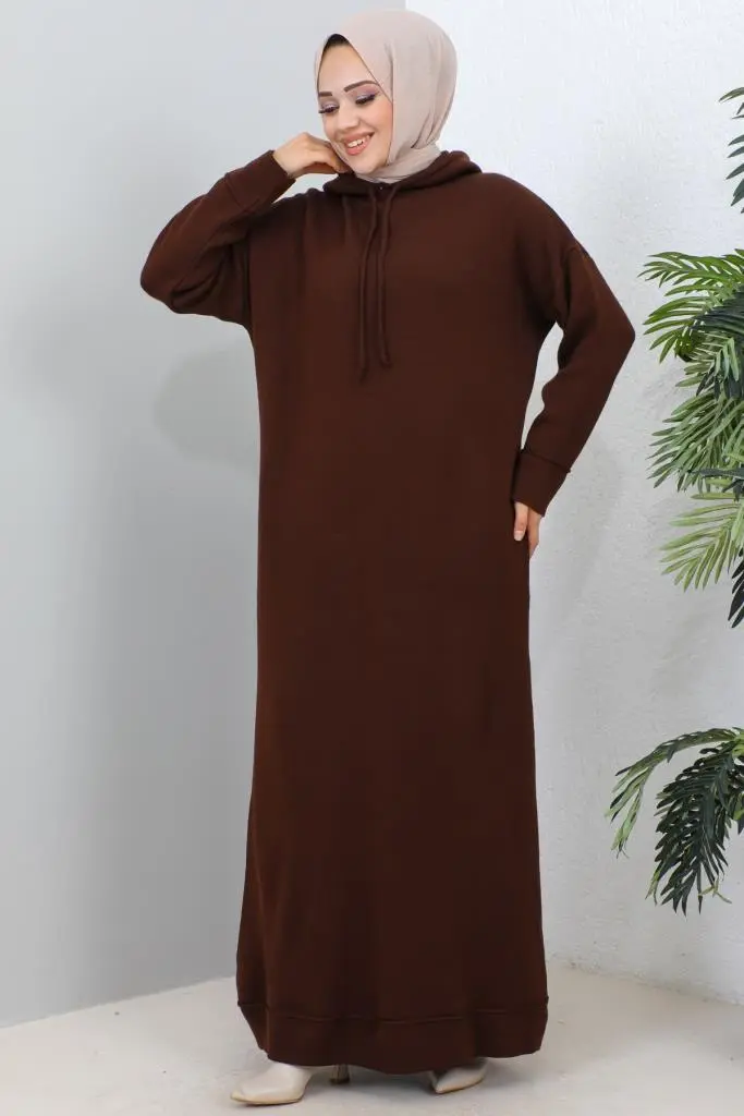 Hooded Knıtwear Dress-detail