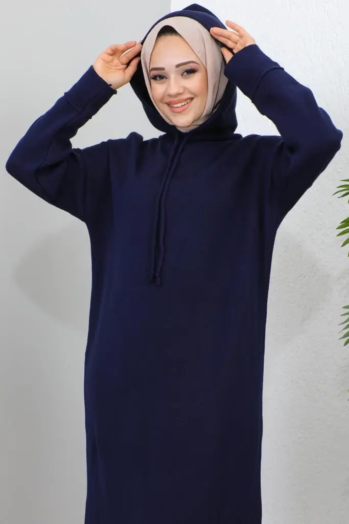Hooded Knıtwear Dress-detail
