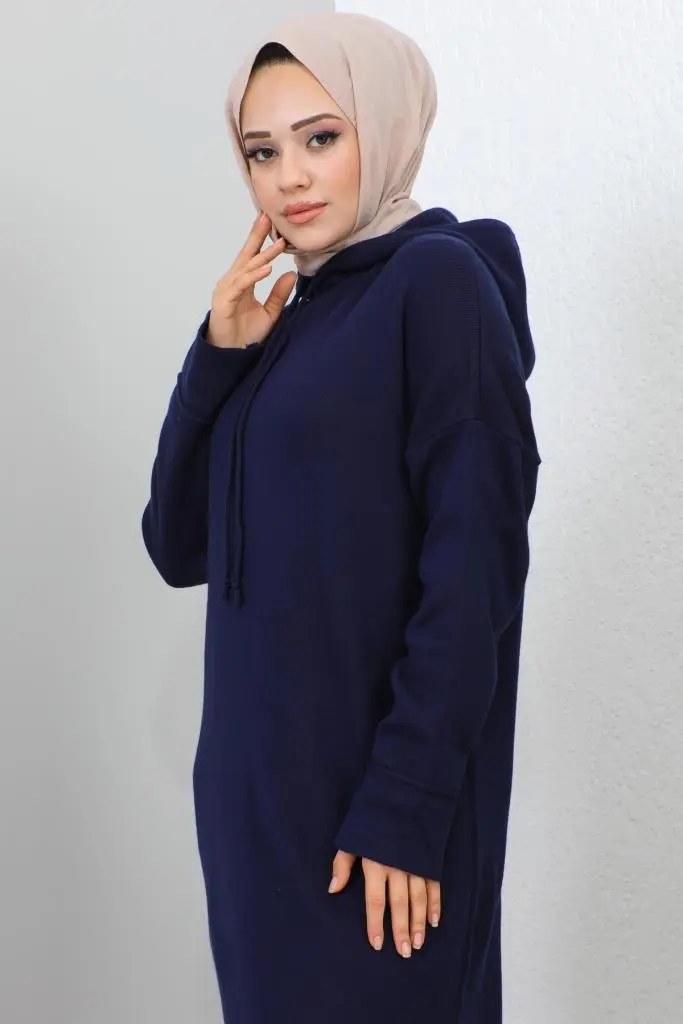 Hooded Knıtwear Dress-detail